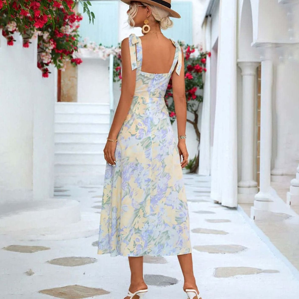 Poppy | Tie-Shoulder A-Line Midi Women Party Dress for Spring