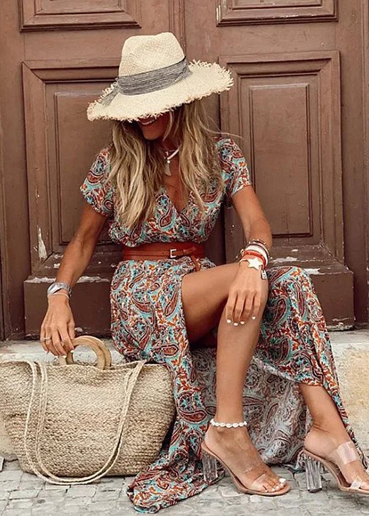 Marigold | Floor-Length Floral Women Party Dress