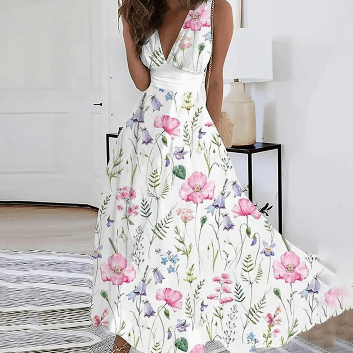 Millie | Sleeveless V-Neck Floral Women Party Dress for Spring