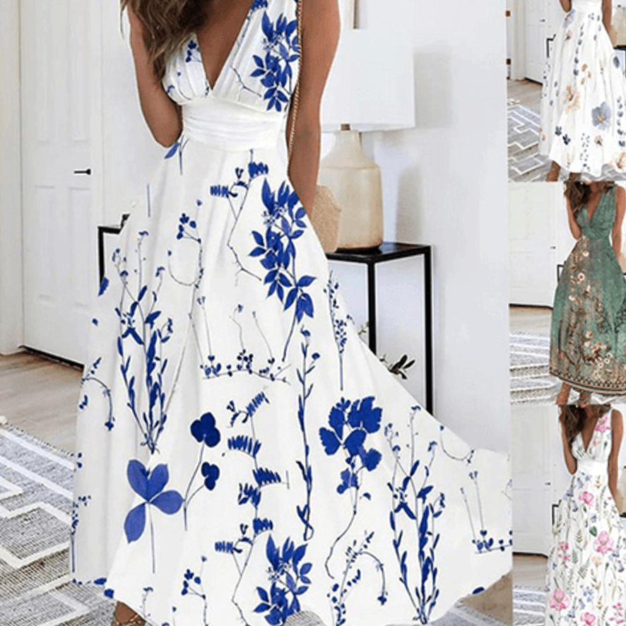 Millie | Sleeveless V-Neck Floral Women Party Dress for Spring