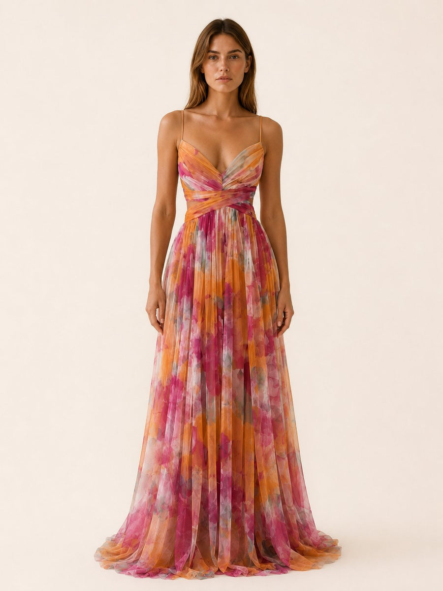Bridget | Slim-Strap Floral Maxi Women Party Dress
