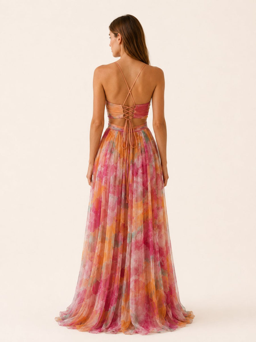 Bridget | Slim-Strap Floral Maxi Women Party Dress