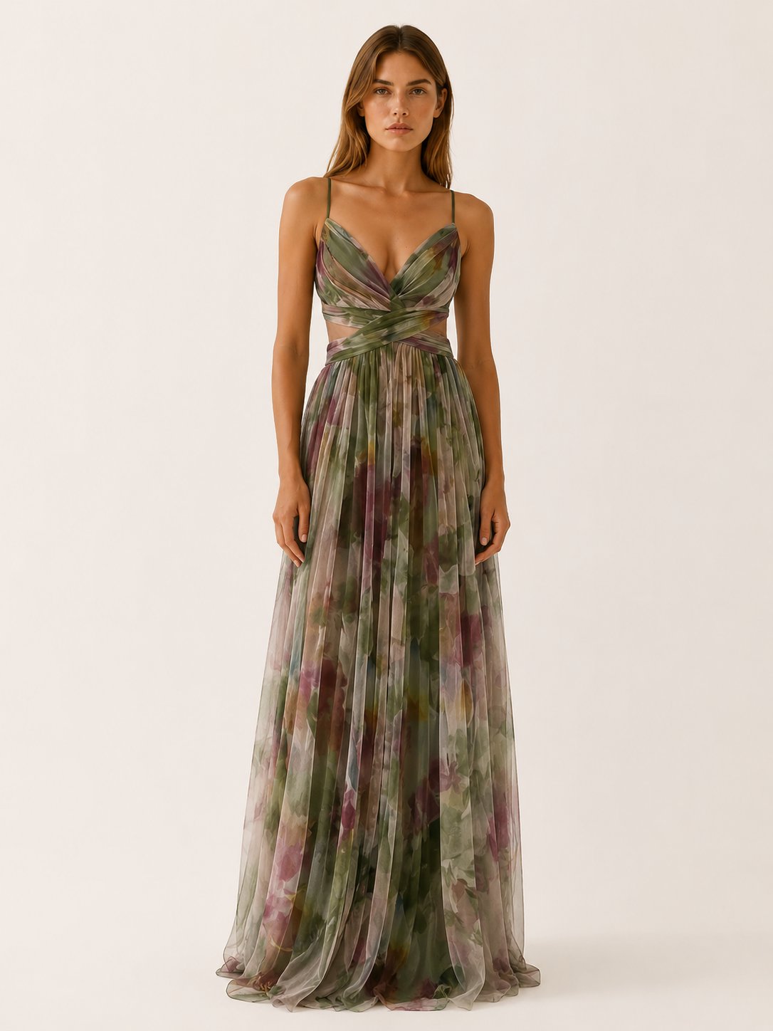 Bridget | Slim-Strap Floral Maxi Women Party Dress