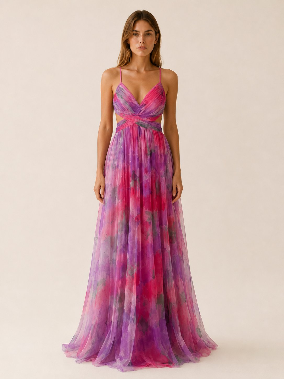 Bridget | Slim-Strap Floral Maxi Women Party Dress