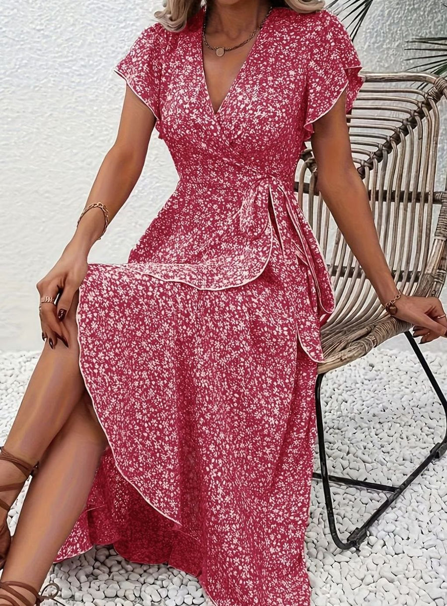 Hazel | Wrap Ruffle V-Neck Women Party Dress