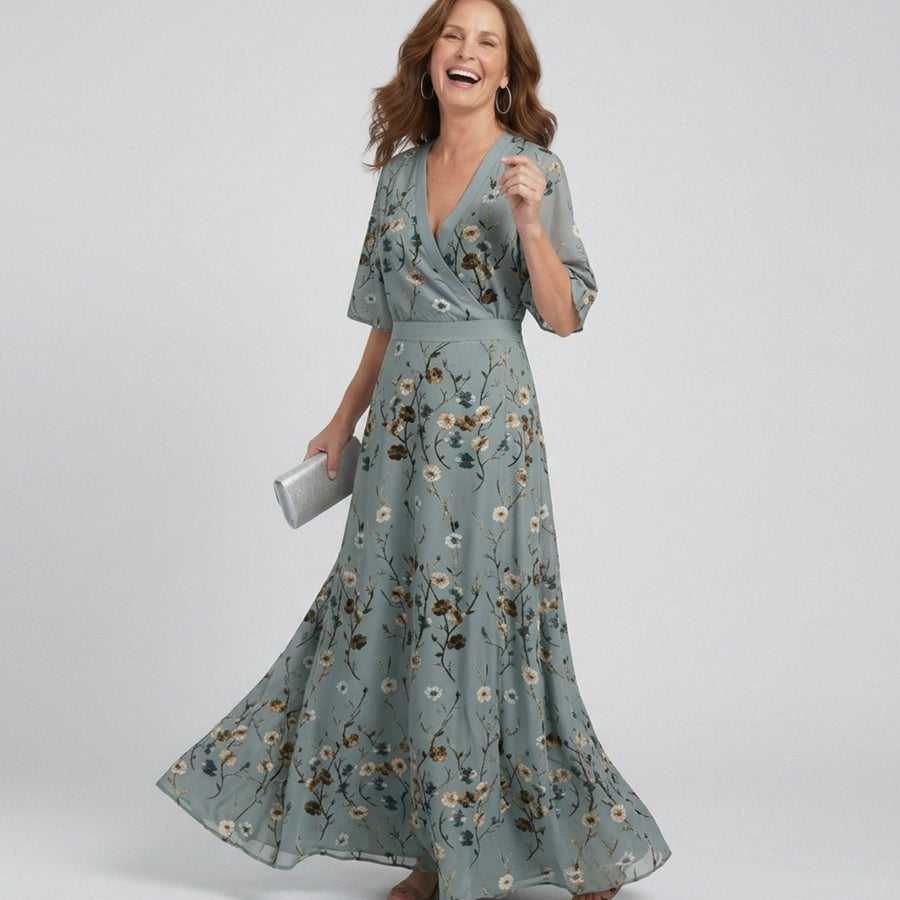 June | Flowy Wrap Floral Maxi Dress for Spring