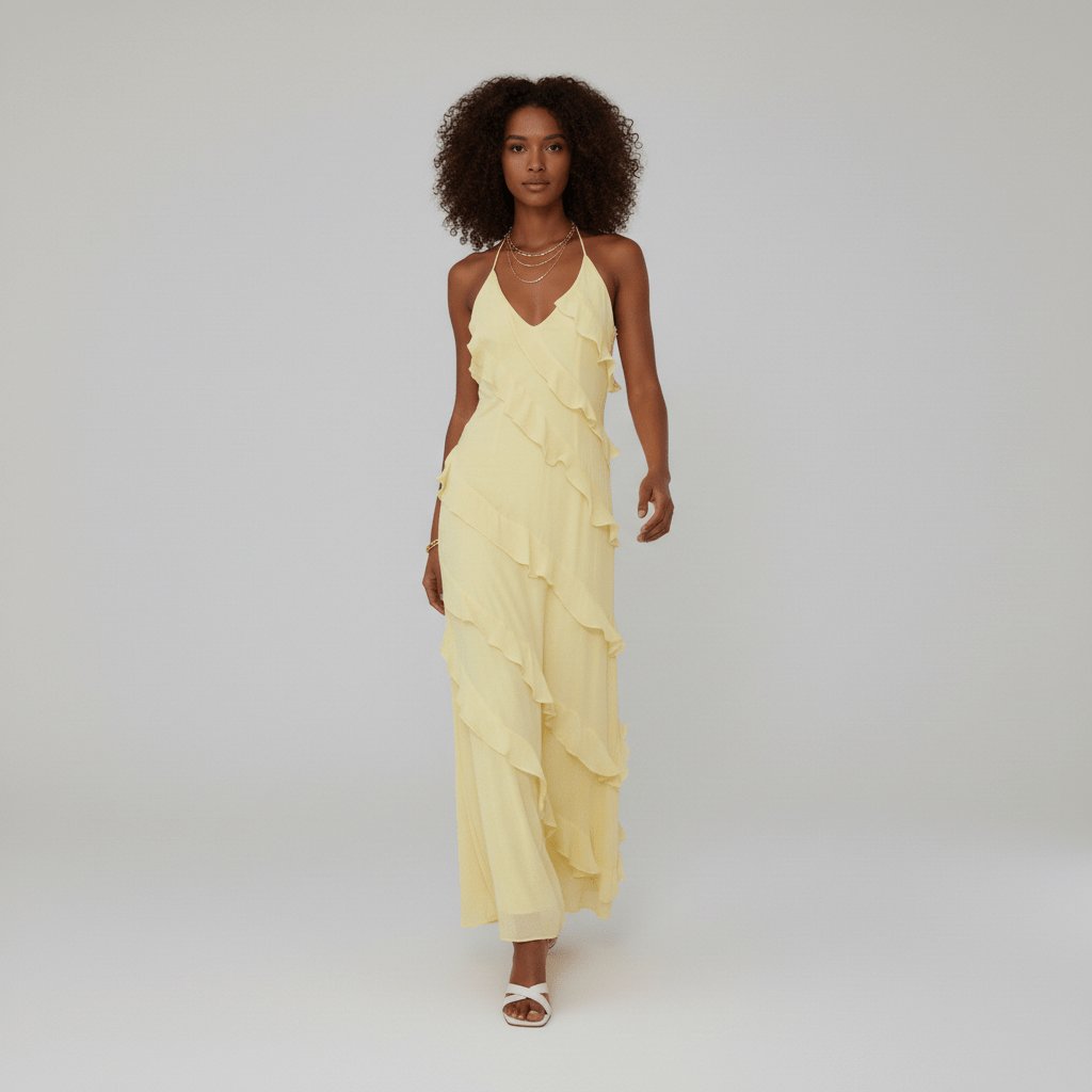Saoirse | Halter Ruffle Maxi Women Party Dress