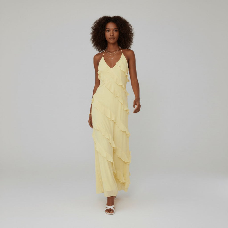 Saoirse | Halter Ruffle Maxi Women Party Dress