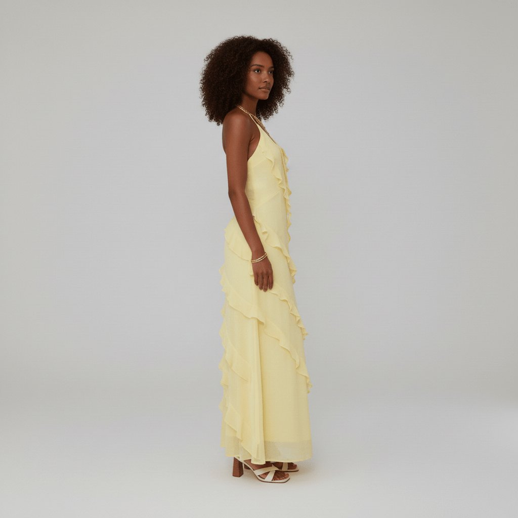 Saoirse | Halter Ruffle Maxi Women Party Dress