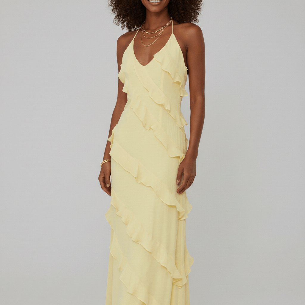 Saoirse | Halter Ruffle Maxi Women Party Dress