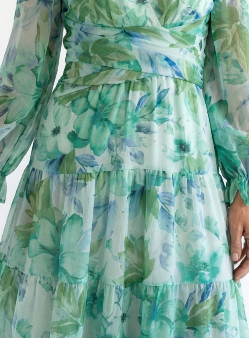 Adeline | Tiered Chiffon Long-Sleeve Maxi Dress for Spring