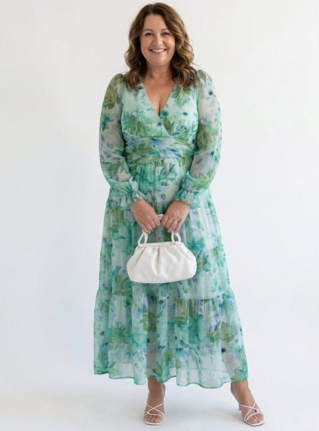 Adeline | Tiered Chiffon Long-Sleeve Maxi Dress for Spring