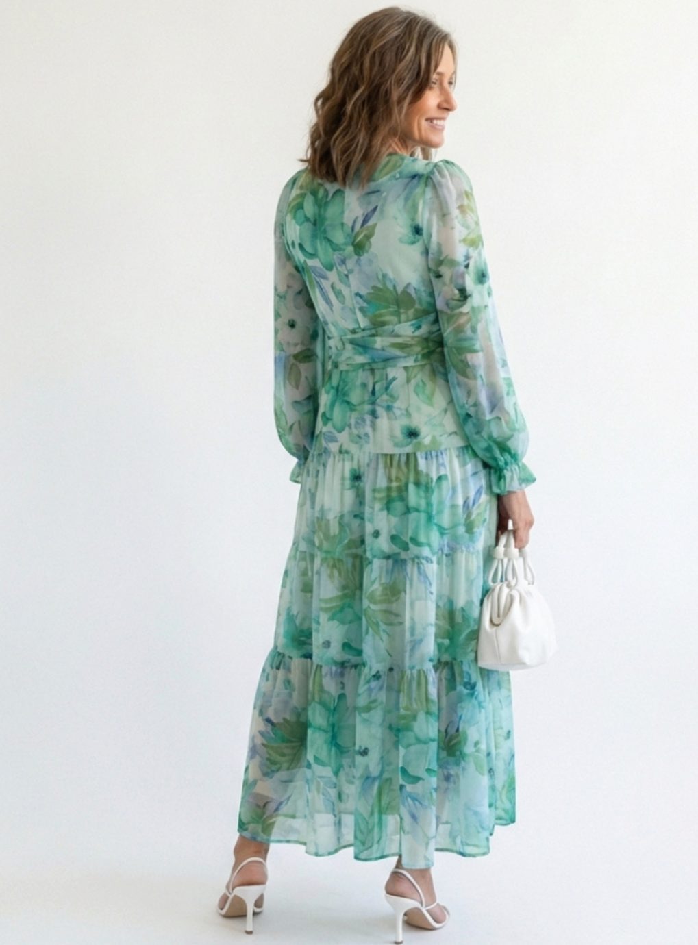 Adeline | Tiered Chiffon Long-Sleeve Maxi Dress for Spring