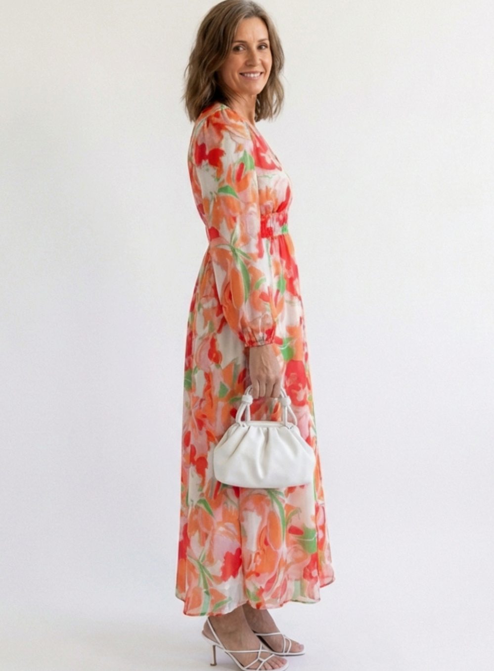 Adeline | Tiered Chiffon Long-Sleeve Maxi Dress for Spring