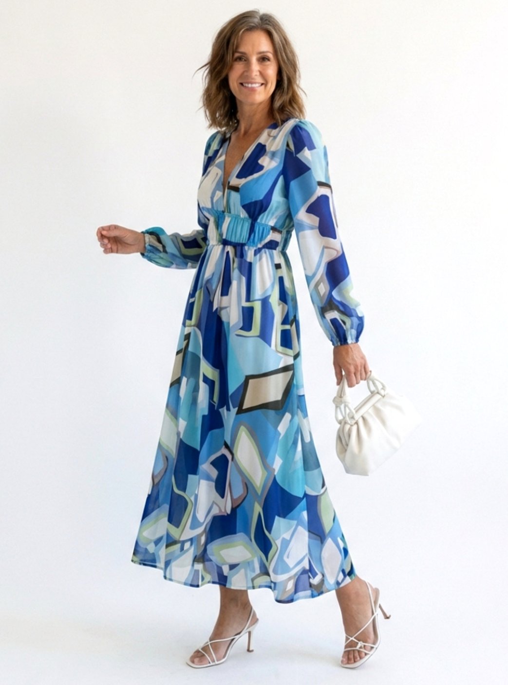 Adeline | Tiered Chiffon Long-Sleeve Maxi Dress for Spring