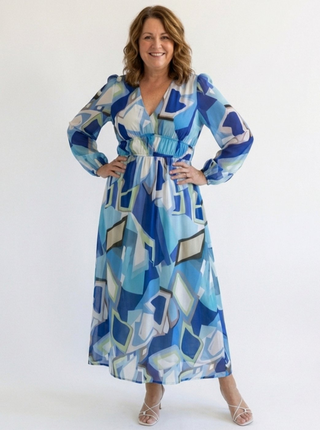 Adeline | Tiered Chiffon Long-Sleeve Maxi Dress for Spring