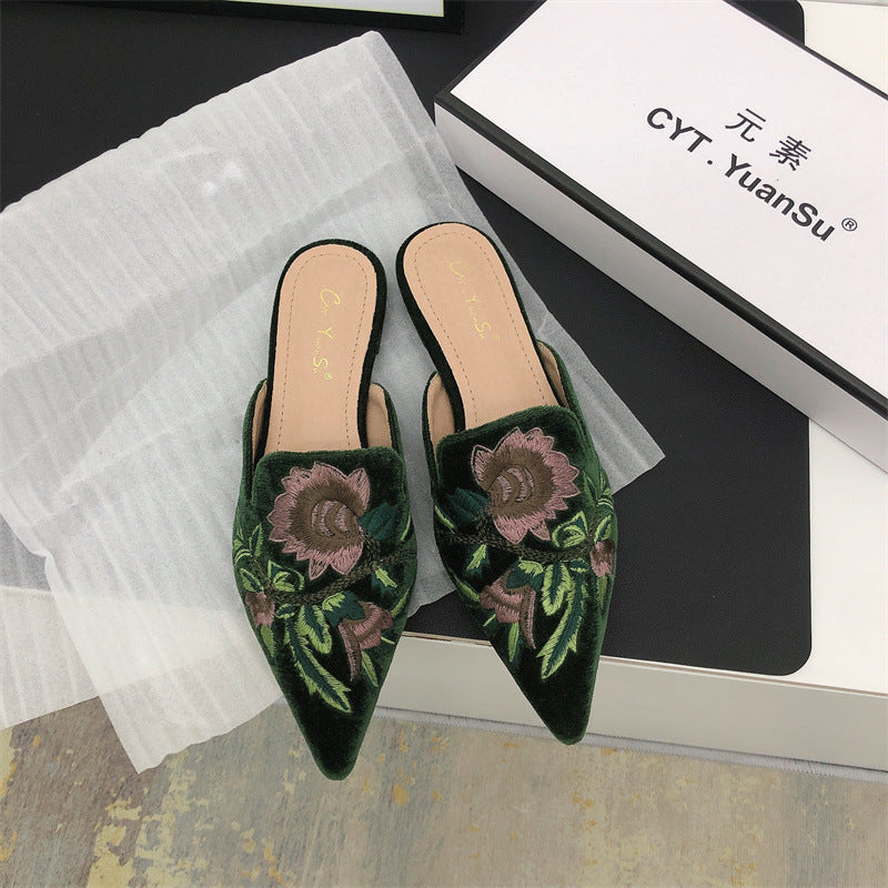 Wren | Embroidered Floral Pointed-Toe Women's Mules for Summer