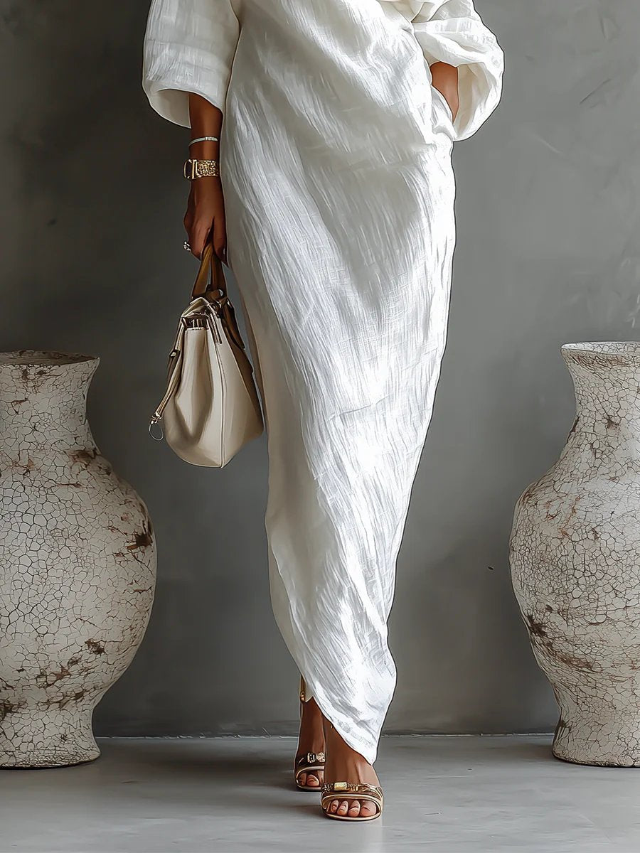 Wilhelmina | Off-Shoulder Linen Batwing Women Party Dress for Summer