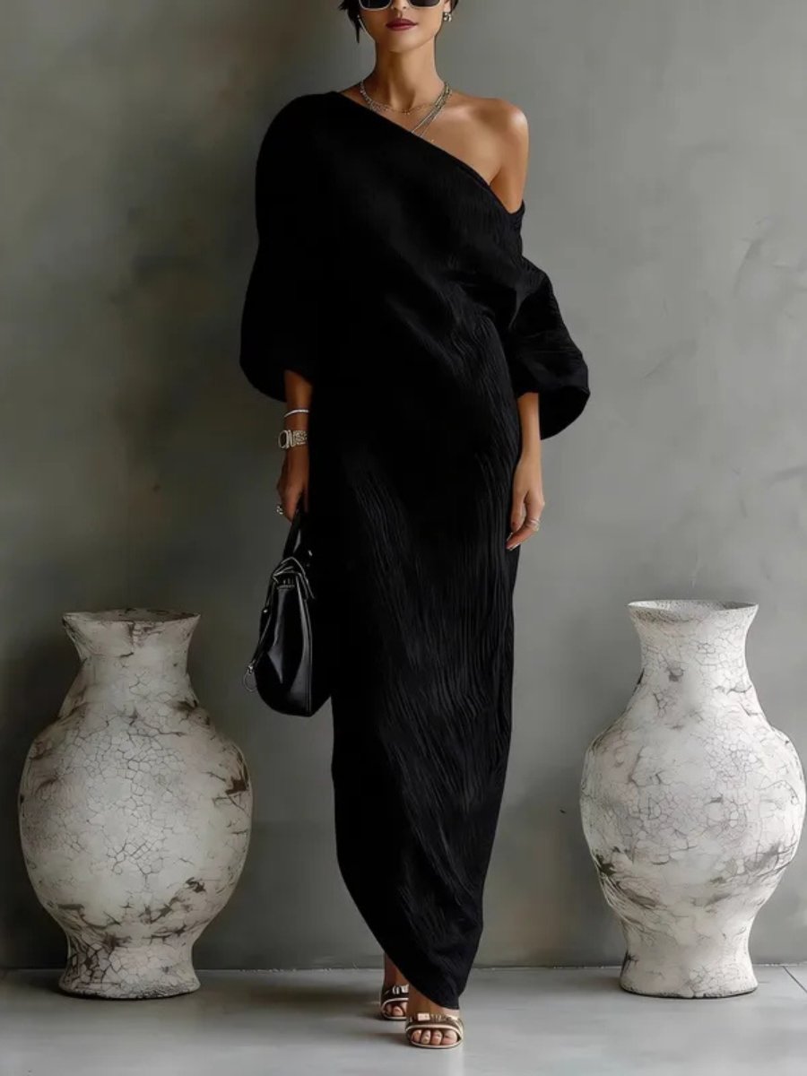 Wilhelmina | Off-Shoulder Linen Batwing Women Party Dress for Summer