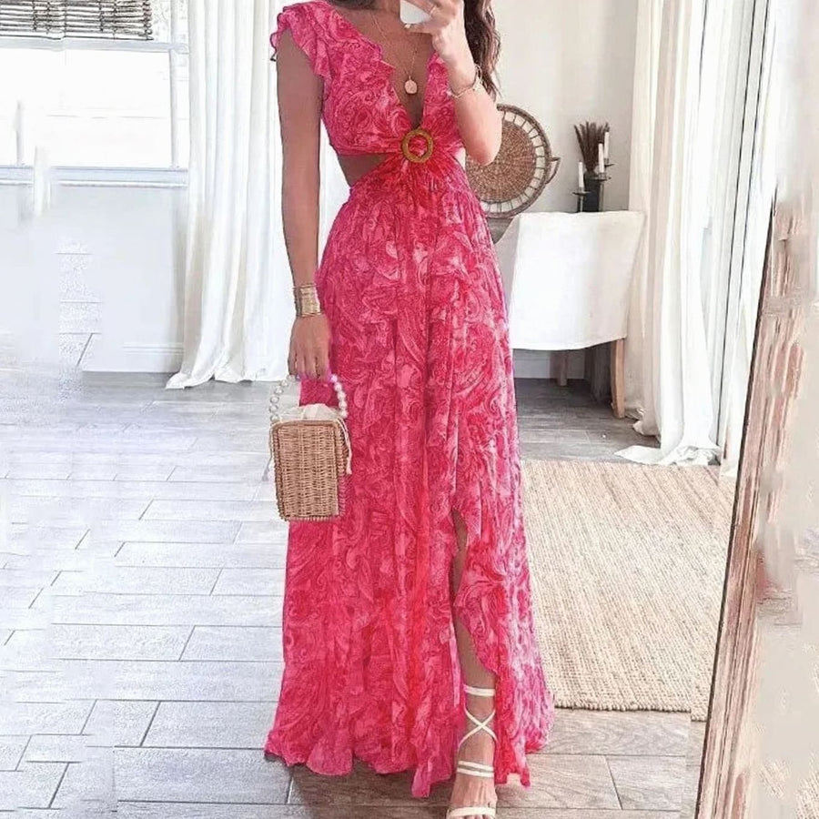 Vera | Paisley Cutout Ruffle Women Party Dress