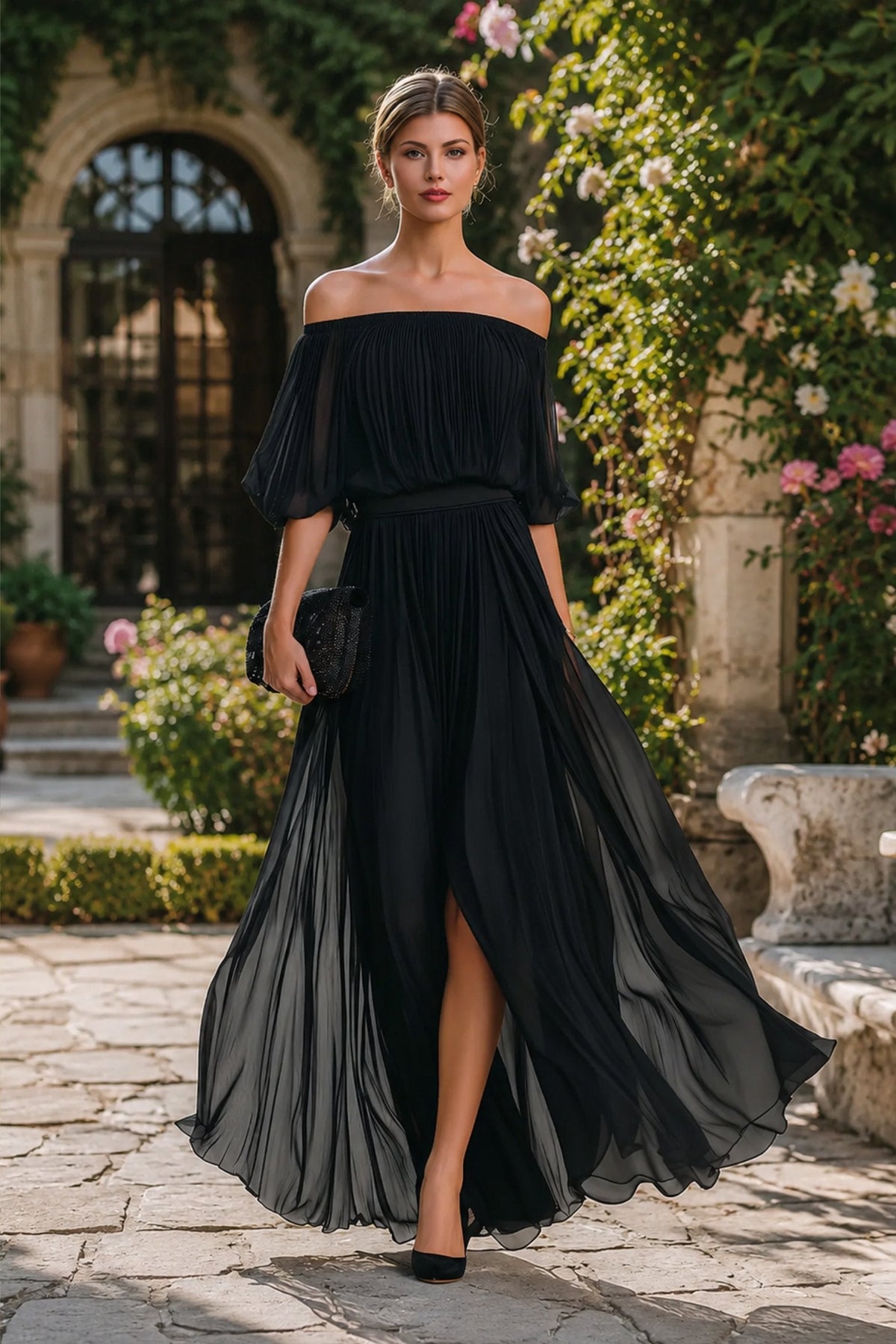 Perdita | Off-Shoulder Pleated Chiffon Women Party Dress