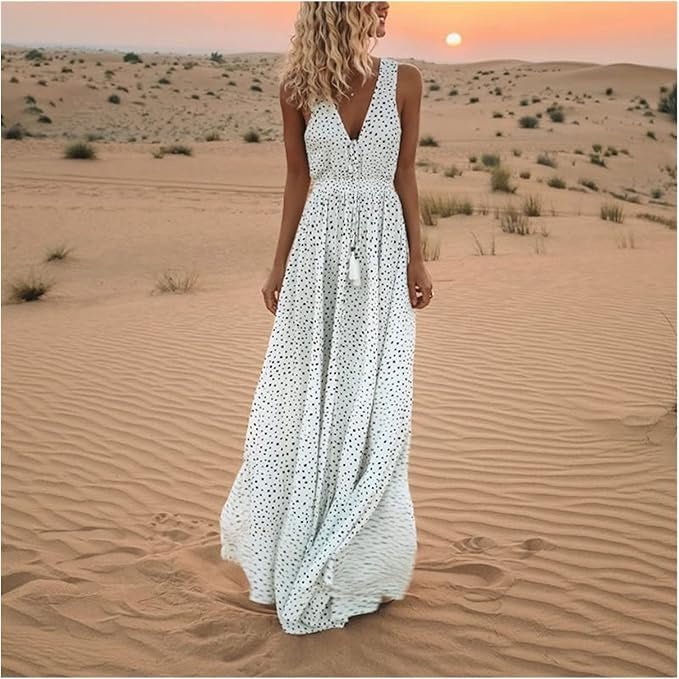 Cecily | Polka Dot Boho Maxi Women Party Dress