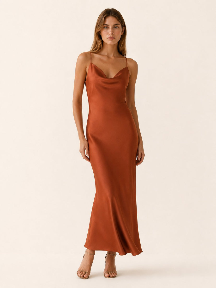 Faye | Satin Cowl-Neck Women Party Dress