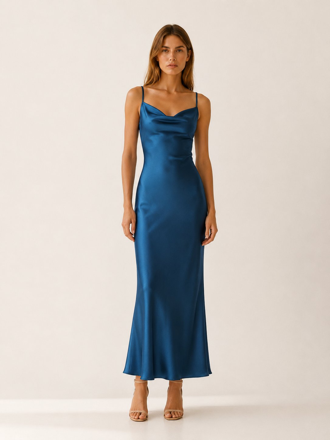 Faye | Satin Cowl-Neck Women Party Dress