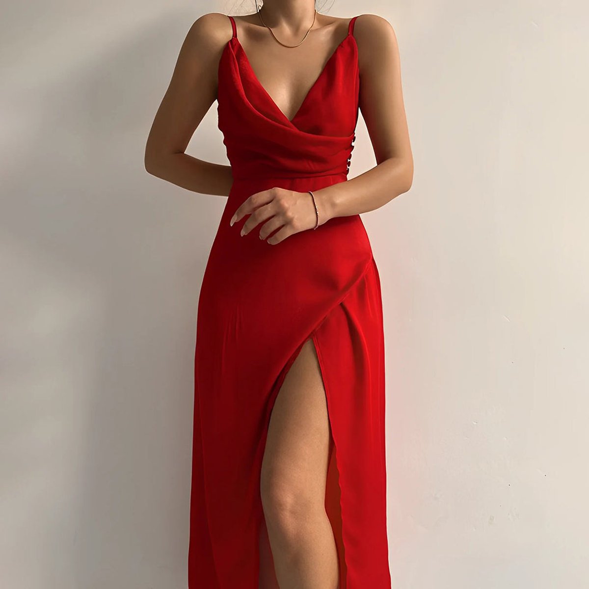 Anneliese | Deep V-Neck Side-Slit Women Party Dress